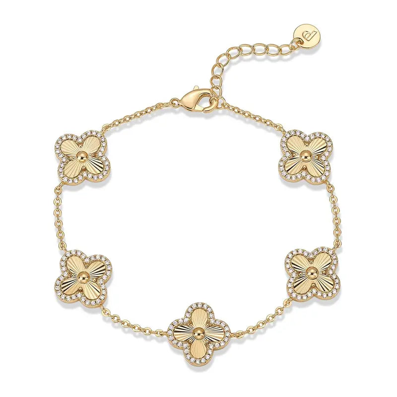 Cerebro 14K Gold Plated Clover Bracelet
