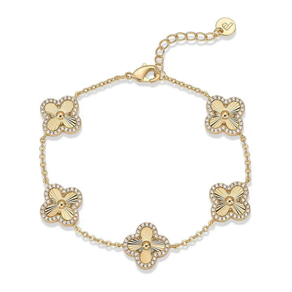 Cerebro 14K Gold Plated Clover Bracelet