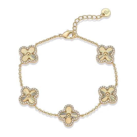 Cerebro 14K Gold Plated Clover Bracelet
