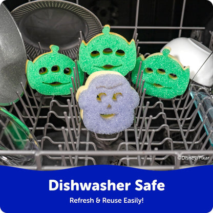 Scrub Daddy Scrub Mommy Toy Story Rocket Ship FlexTexture + ResoFoam Cleaning Sponges - Non-Scratch Sponges for Everyday Cleaning - Kitchen, Bathroom & Outdoor - Kitchen Sponges for Dishes (4 Count)
