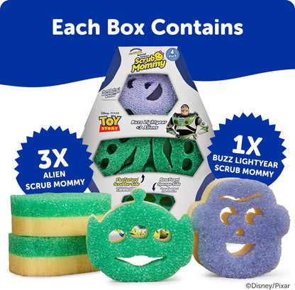 Scrub Daddy Scrub Mommy Toy Story Rocket Ship FlexTexture + ResoFoam Cleaning Sponges - Non-Scratch Sponges for Everyday Cleaning - Kitchen, Bathroom & Outdoor - Kitchen Sponges for Dishes (4 Count)