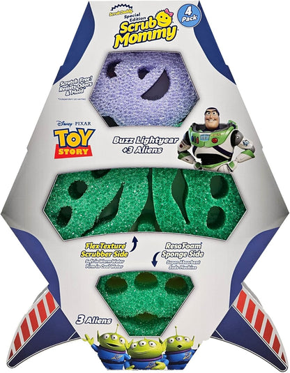 Scrub Daddy Scrub Mommy Toy Story Rocket Ship FlexTexture + ResoFoam Cleaning Sponges - Non-Scratch Sponges for Everyday Cleaning - Kitchen, Bathroom & Outdoor - Kitchen Sponges for Dishes (4 Count)